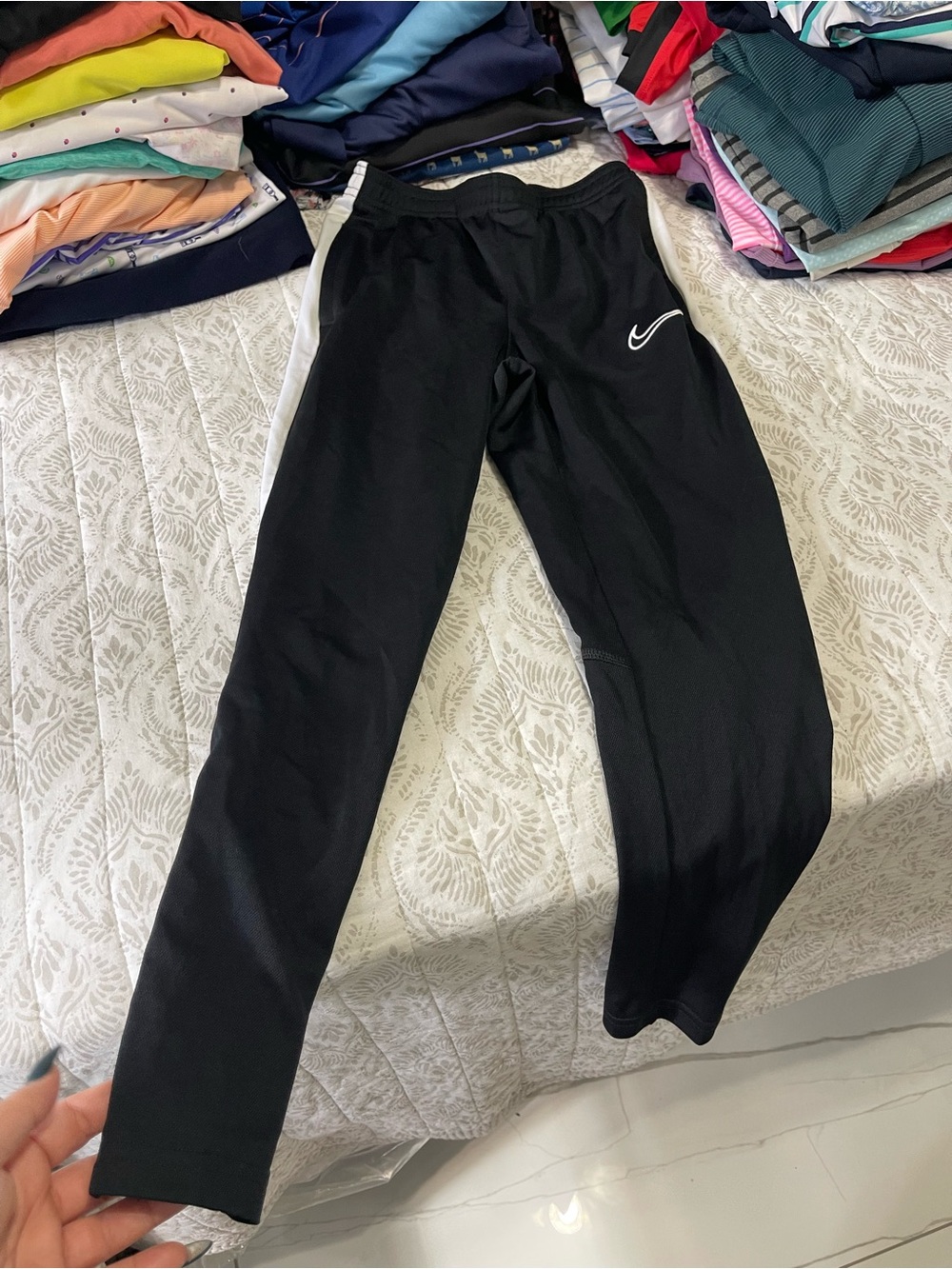 Nike Kids Black Joggers with White Swoosh Accent